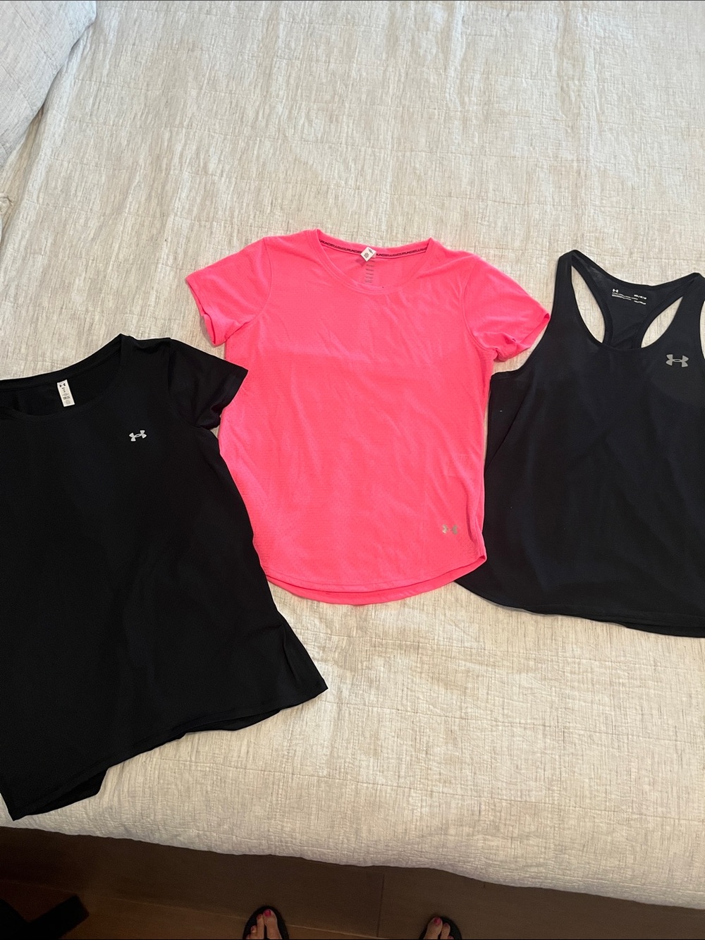 Under Armour Women's Black & Hot Pink Performance Tops - 3 Pack
